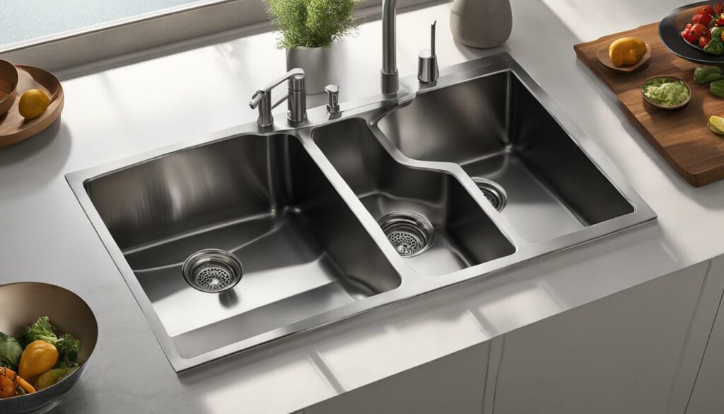 average size of a double-bowl kitchen sink
